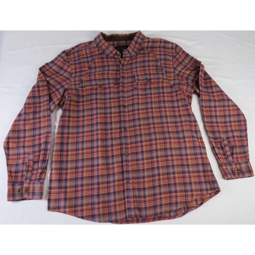 Harley Davidson Shirt Mens XXL Red Plaid Pearl Snap Biker Flannel Outdoor Rugged